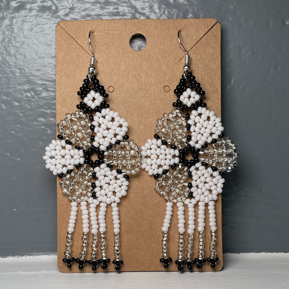 Huichol Beaded Flower Earrings